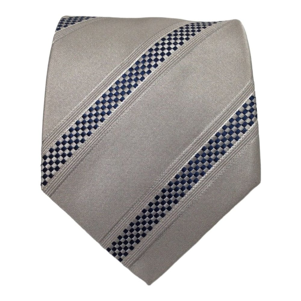 SULKA Gray Striped Silk Tie Made In France 58"/3".3/4 EX COND